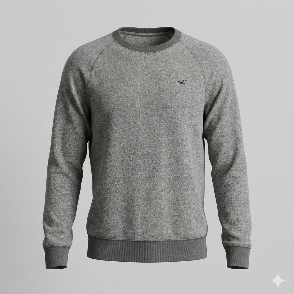 Hollister Mens Gray Thermal Knit Long Sleeve Shirt Medium